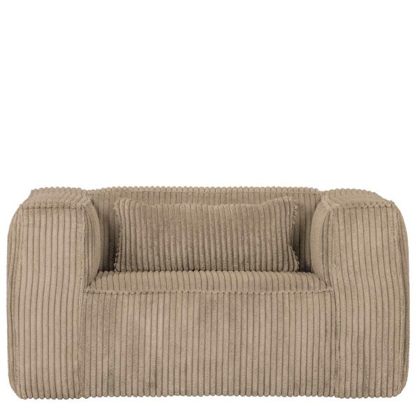Basilicana Breitcord Sessel in Beige Armlehnen und Wellenunterfederung