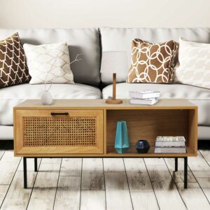 iMöbel Wohnzimmer Tisch aus Geflecht und MDF Skandi Design