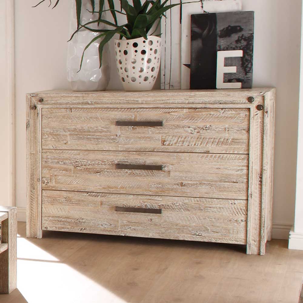 TopDesign Sideboard im Vintage Design Akazie Massivholz