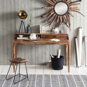 Möbel Exclusive Designschreibtisch aus Akazie Massivholz Retro Style