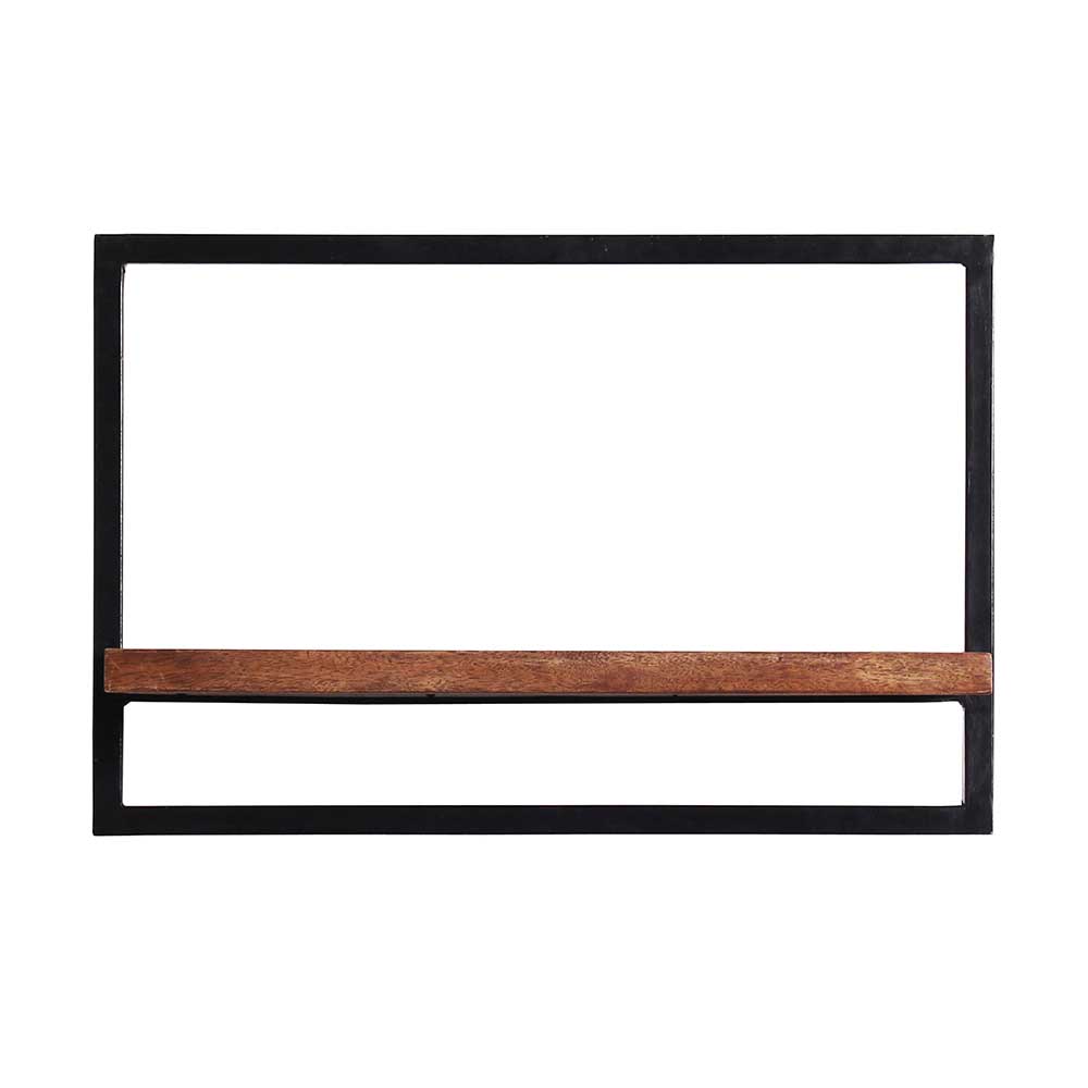 Möbel Exclusive Wandregal aus Mangobaum Massivholz und Metall 50 cm breit