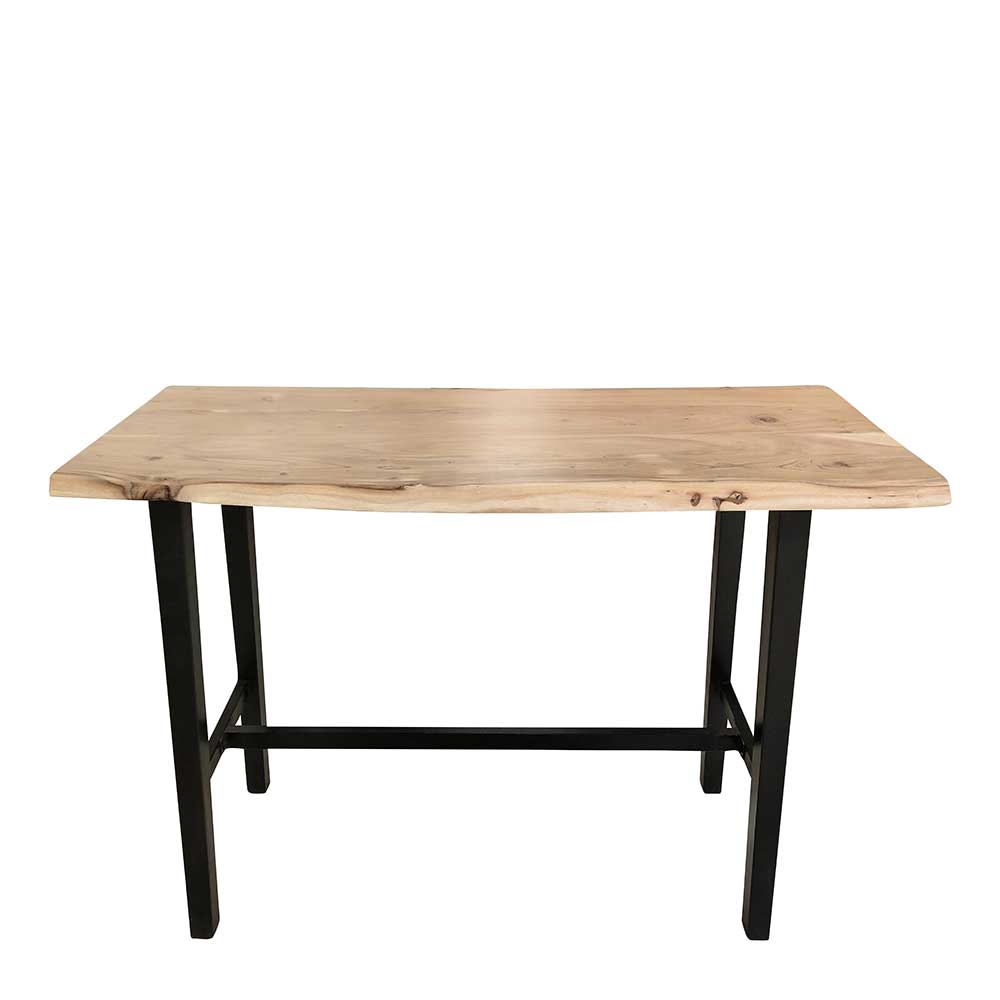 Möbel Exclusive Baumkanten Tresentisch aus Akazie Massivholz und Stahl 125 cm breit