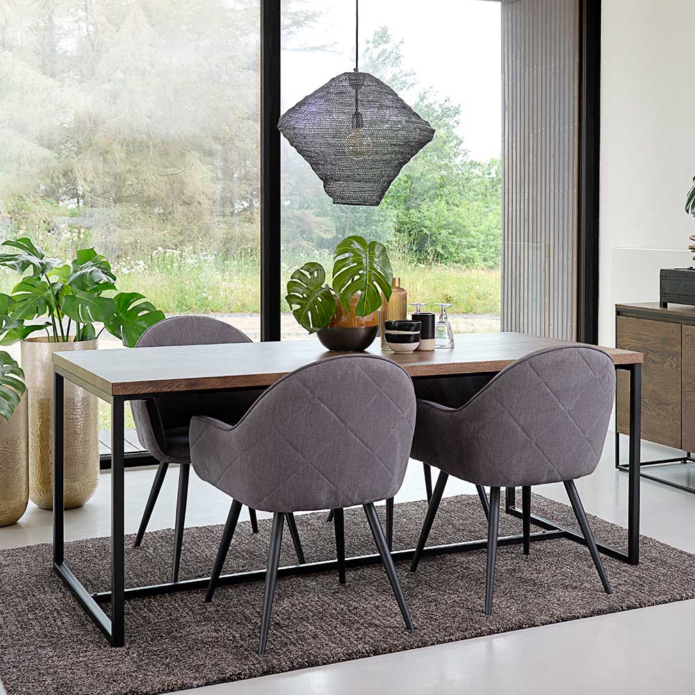 TopDesign Esszimmer Sitzgruppe in Schwarz und Wildeiche dunkel furniert modern (fünfteilig)