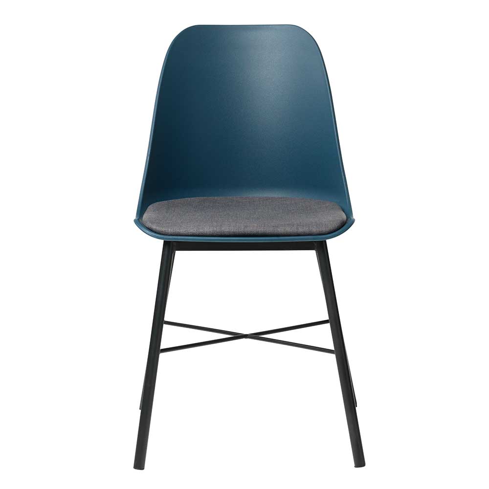 TopDesign Esstisch Stühle in Blau und Schwarz Kunststoff und Metall (2er Set)