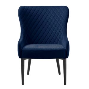 TopDesign Vintage Esstisch Sessel in Blau Samt Armlehnen