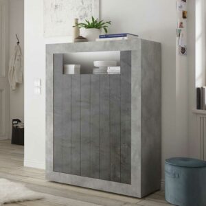 Homedreams Esszimmer Highboard in Beton Grau und Dunkelgrau 110 cm breit