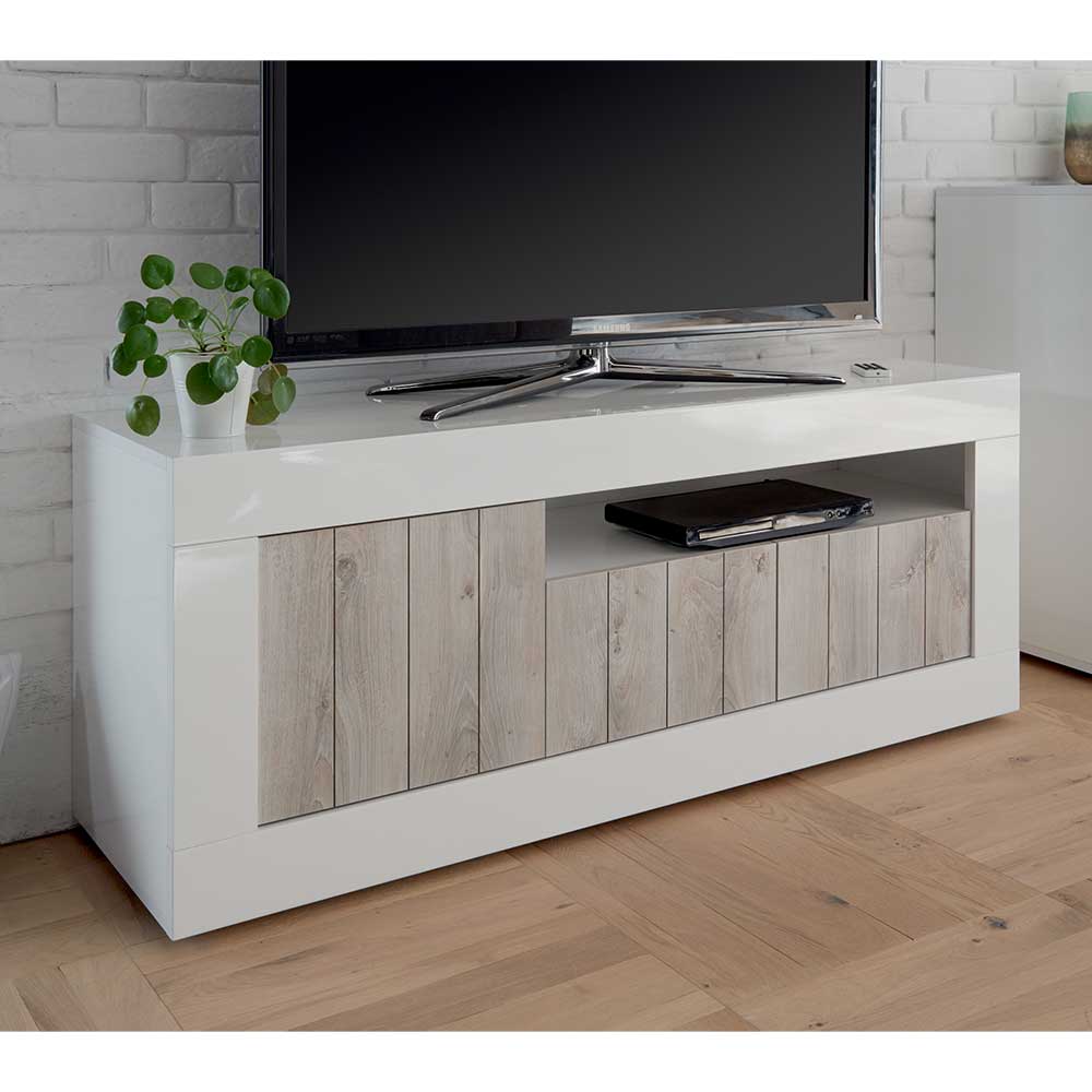 Homedreams TV Möbel in Weiß Hochglanz Industry Stil