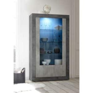 Homedreams Esszimmervitrine in Beton Grau 110 cm breit