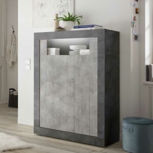 Homedreams Design Highboard in Beton Grau und Dunkelgrau offenem Fach