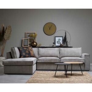 Basilicana Ecksofa in Grau Grün Cord Webstoff modern