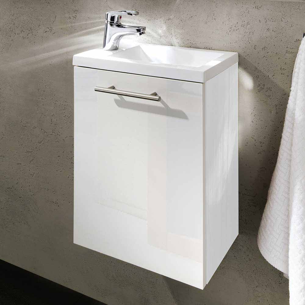 Möbel4Life Bad Waschtisch in Hochglanz Weiß Gäste WC