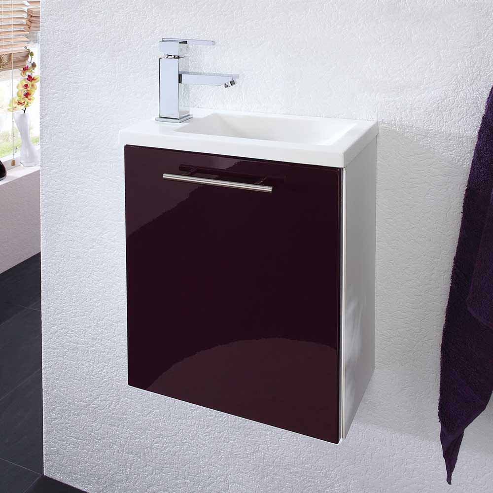Möbel4Life Design Waschtisch in Violett Hochglanz Weiß modern
