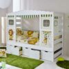 Massivio Kinderbett im Dschungel Design Schubladen