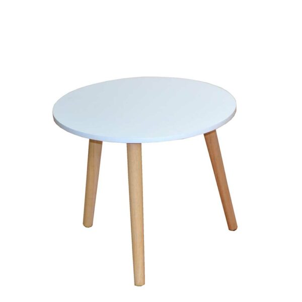 Möbel4Life Runder Sofatisch in Weiß Holz skandinavischen Design