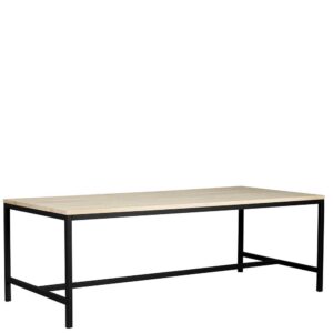 TopDesign Industry Tisch aus Eiche White Wash massiv und schwarzem Metall 220 cm breit