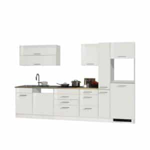 Star Möbel Hochglanz Einbauküche in Weiß Geräte (achtteilig)