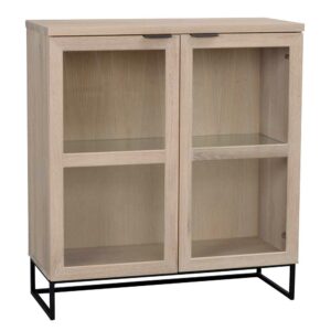 TopDesign Vitrine in Eiche White Wash massiv 105 cm hoch