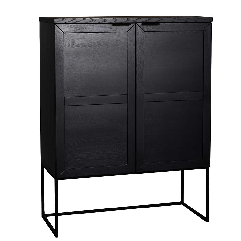 TopDesign Highboard in Schwarz Eiche Massivholz und Metall