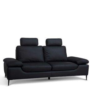Möbel4Life Dreisitzer Couch in Schwarz Steck-Kopfstützen und verstellbaren Armlehnen