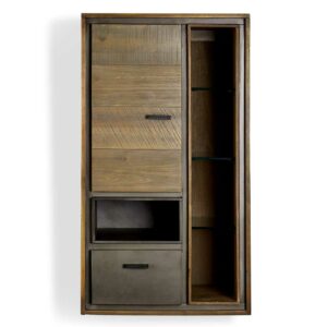 Möbel4Life Wohnzimmer Highboard in Anthrazit und Akazie 55 cm breit