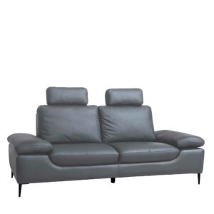 Möbel4Life Dreisitzer Sofa in Grau verstellbaren Armlehnen und Steck-Kopfstütze