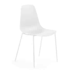 4Home Esstisch Stühle in Weiß Kunststoff und Stahl (4er Set)