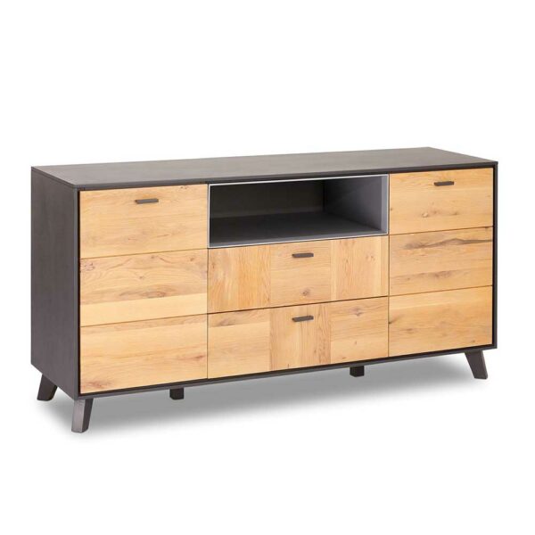 Möbel4Life Sideboard in Eiche Bianco und Grau 165 cm breit - 85 cm hoch