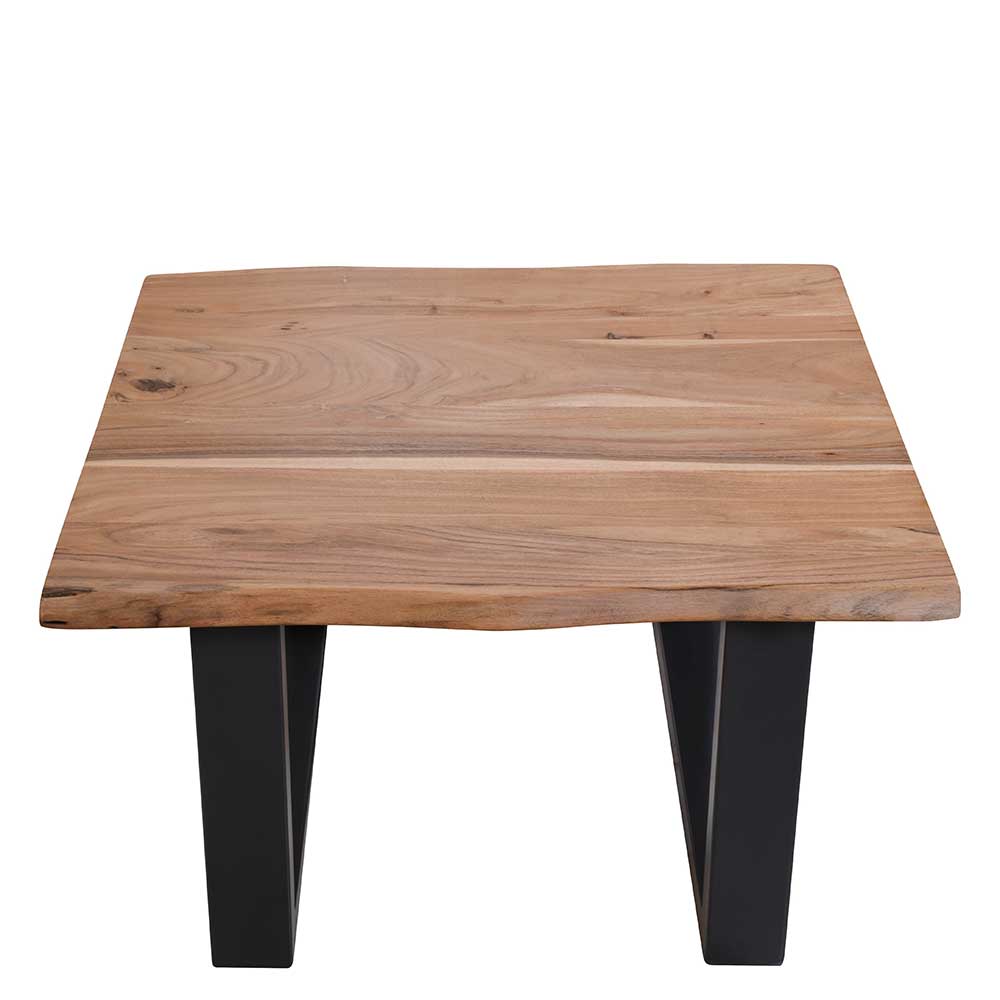Möbel Exclusive Baumkanten Couchtisch aus Akazie Massivholz und Stahl 45 cm hoch