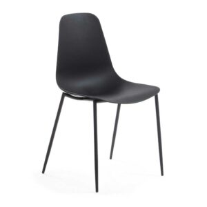 4Home Esstisch Stühle in Schwarz Kunststoff und Stahl (4er Set)
