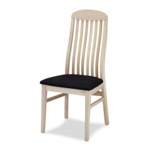 Möbel4Life Hochlehner aus Eiche massiv weiß geölt schwarzer gepolsterter Sitzfläche (2er Set)
