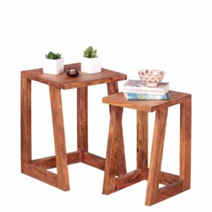 Möbel4Life Ablagetisch Set aus Sheesham Massivholz lackiert (zweiteilig)