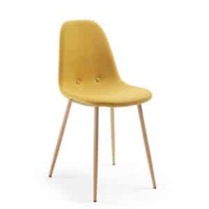 4Home 4 Stühle in Gelb Webstoff Metallgestell in Naturfarben (4er Set)