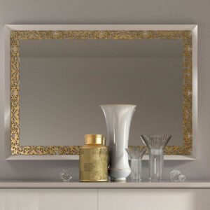 Basilicana Designer Spiegel in Weiß und Goldfarben italienischen Style