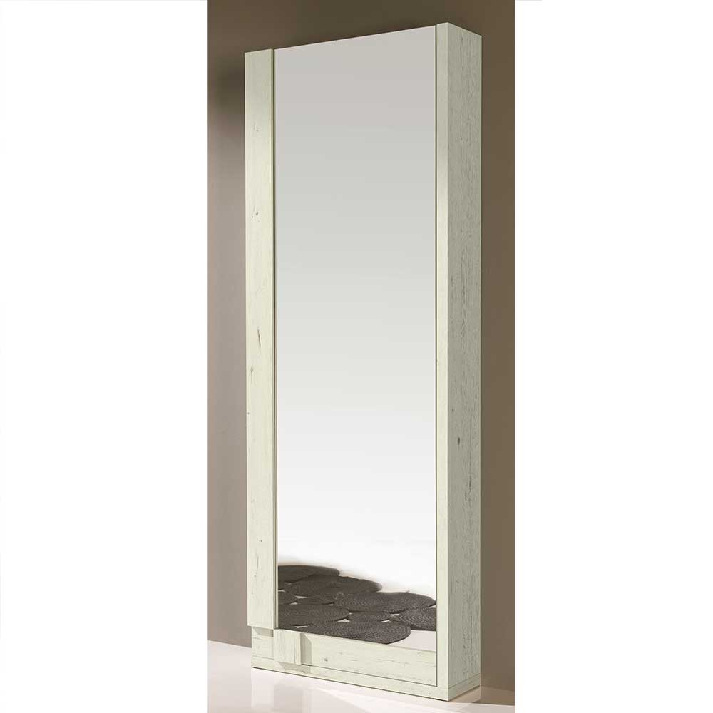 Furnitara Spiegelschuhschrank in Creme Weiß 70 cm breit