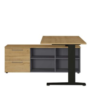 Möbel Exclusive Schreibtisch in Dunkelgrau und Wildeiche Optik 75 cm hoch