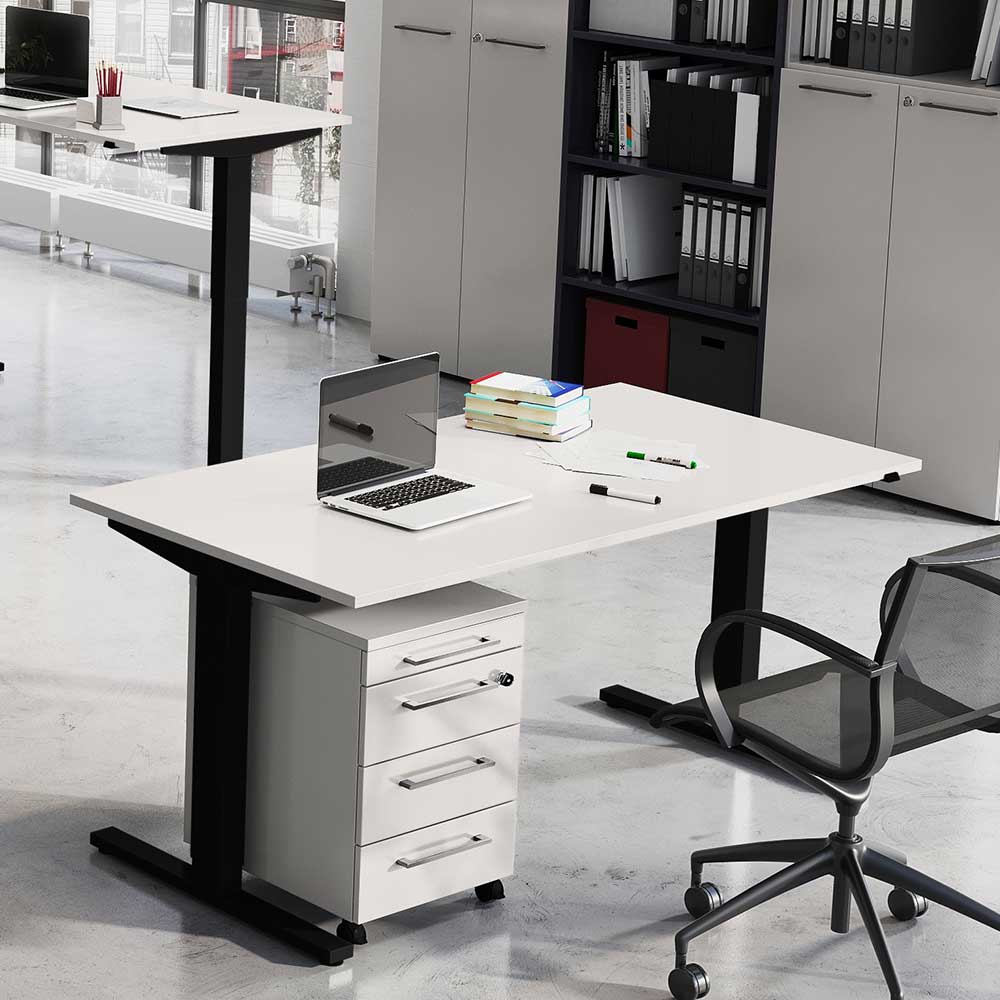 Möbel Exclusive Höhenverstellbarer Bürotisch in Lichtgrau und Schwarz 160 cm breit (zweiteilig)