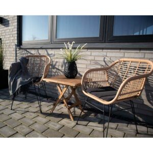 4Home Sitzgruppe Outdoor aus Kunstrattan Teak Massivholz (dreiteilig)